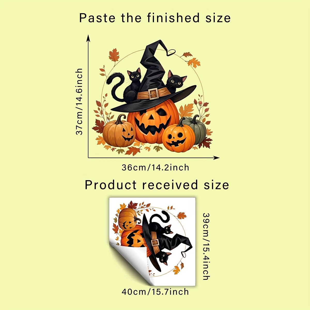 Image of 1pc Halloween Festive Decorative Window Cling, Pumpkin Witch Hat Black Cat Maple Leaf Sticker, Party Decoration Window Cling, Adhesive-free Pvc Static Cling, Shop Window Sticker, Home Decor
