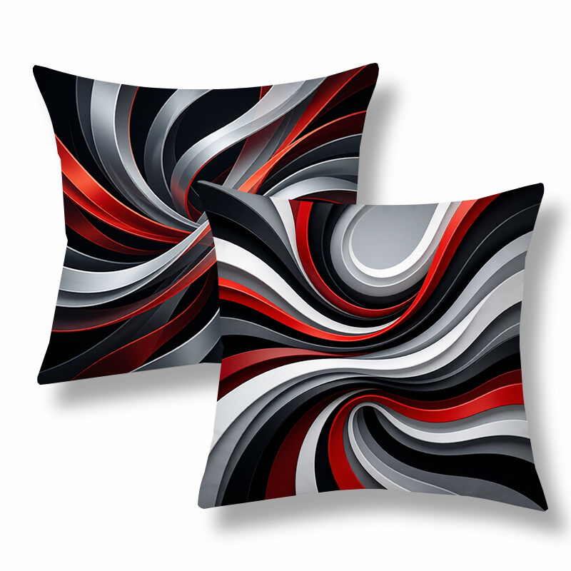 TEMU 2pcs Modern Throw Pillow Covers, Decorative Cushion Cases, Stripes , Black - Red - . Versatile Pillow Shams For Sofa, Couch, Bedroom Bed, Chair,
