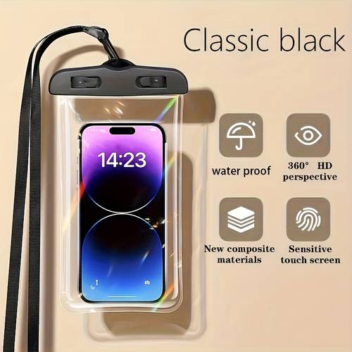 2 specifications 1 large 8 inch touchscreen high pouch with lanyard 360 hd protection transparent durable plastic case suitable for swimming cycling beach and