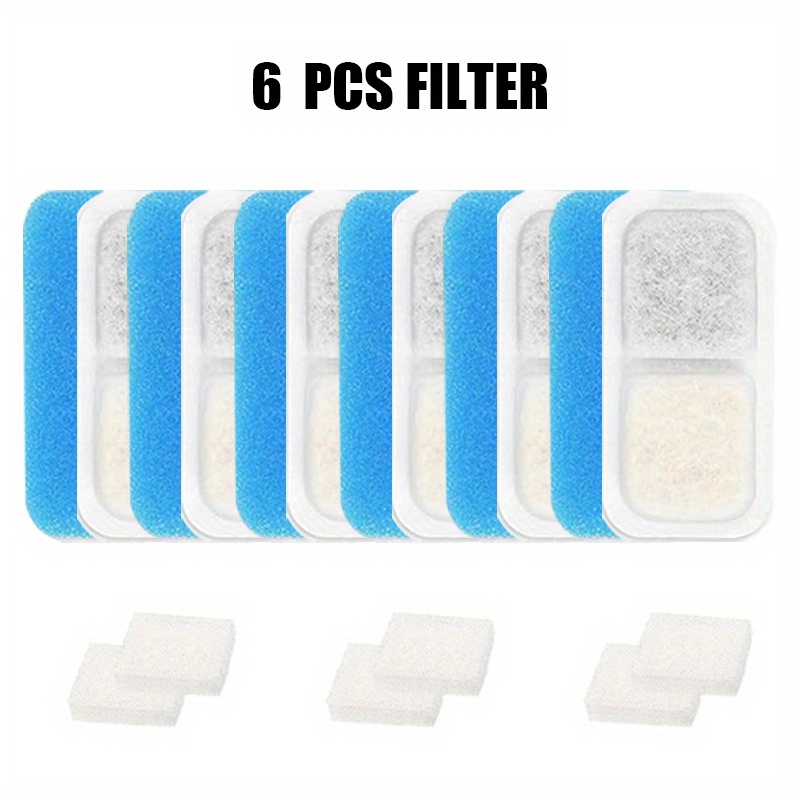 6pcs Pet Water Fountain Filter Replacement Set, Multi-filtration Pet Drinking Fountain Filter Cartridge, Automatic Cat Water Fountain Filter Cartridge Replaceable Filter