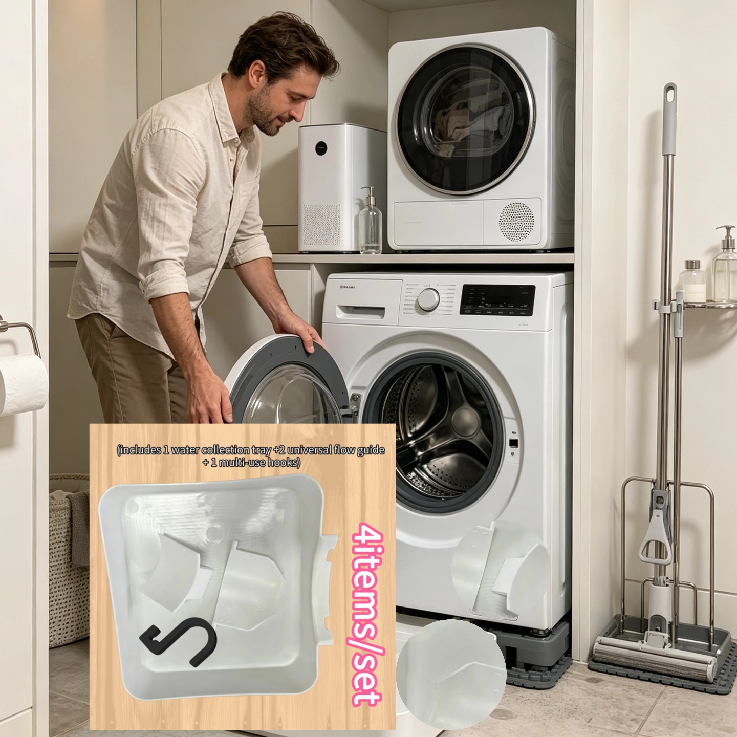 TEMU Washing Machine Base Water Collection Tray, Leak-proof Mat, Durable And Easy To Clean, Prevents Overflow And Protects Floors, Thickened Non-slip