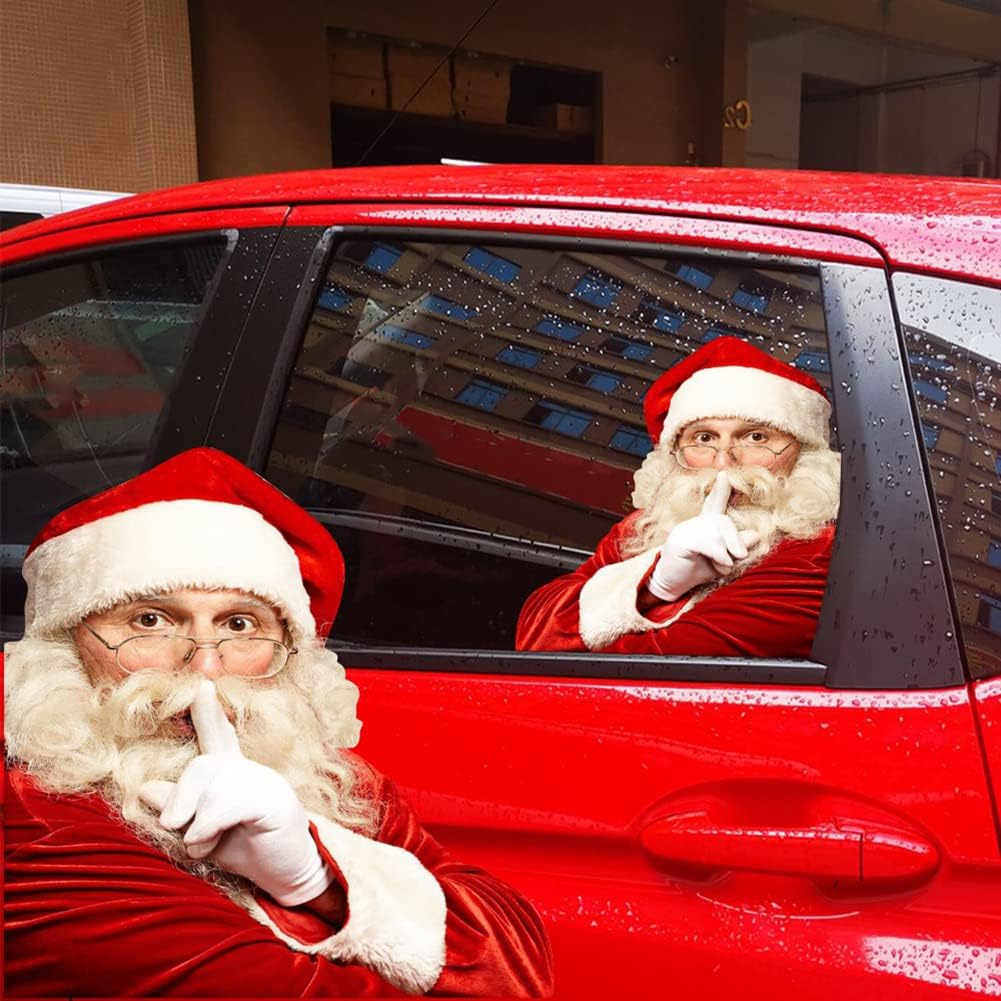 TEMU 1pc, 2d Santa Claus Car Rear Window Sticker Car Window Stickers Christmas Decoration Vehicle Rear Window Funny Stickers -side Window Pvc Sticker Decals (red)