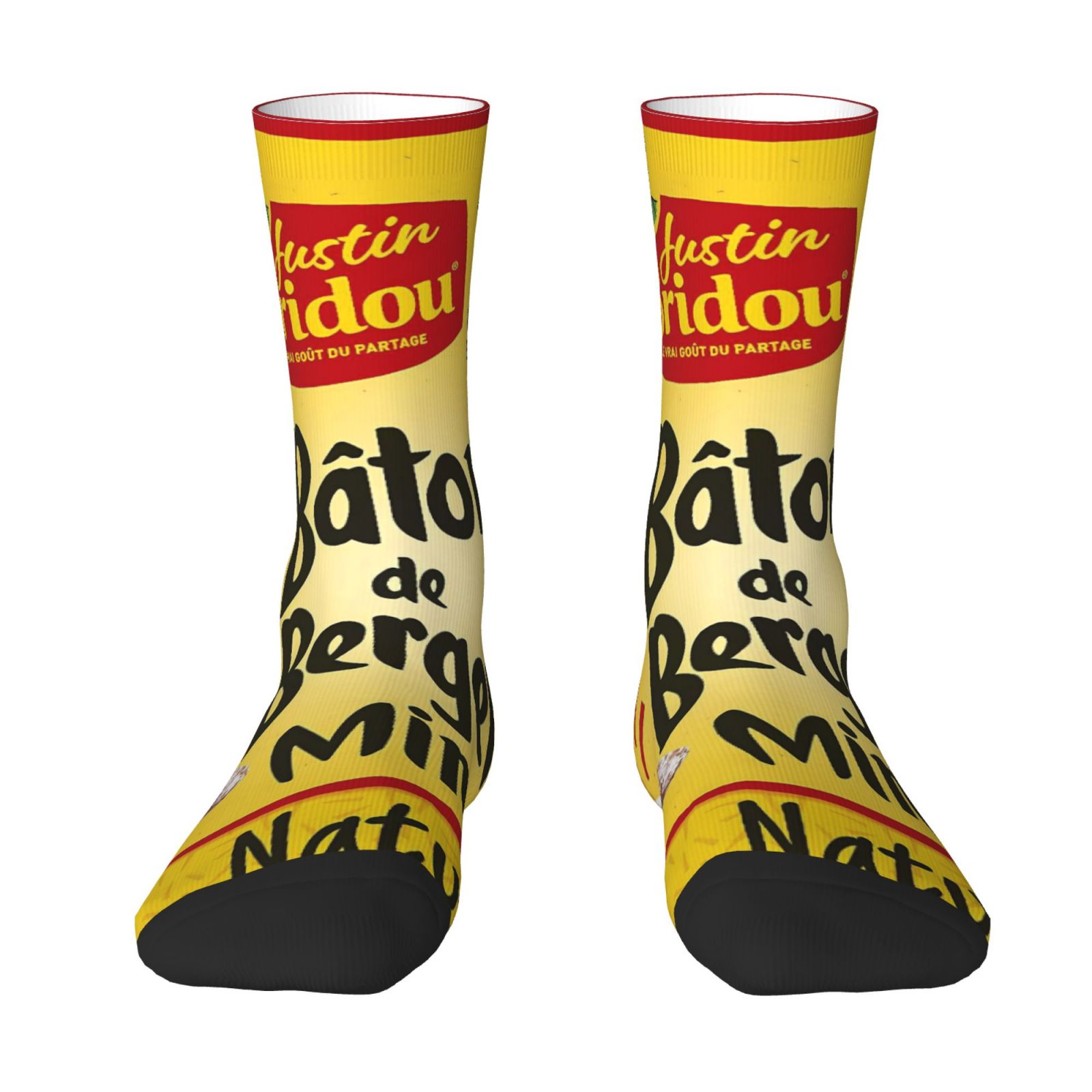 TEMU 1 paire de chaussettes tendance pour homme, design créatif avec motif d'emballage de snack