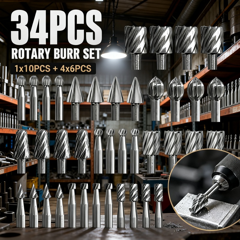 TEMU 34pcs Grinding Bit Set | High- Double-sided Design + Precision-moulded Grinding Bits, Suitable For Electric Drills For Diy Woodworking, Carving,