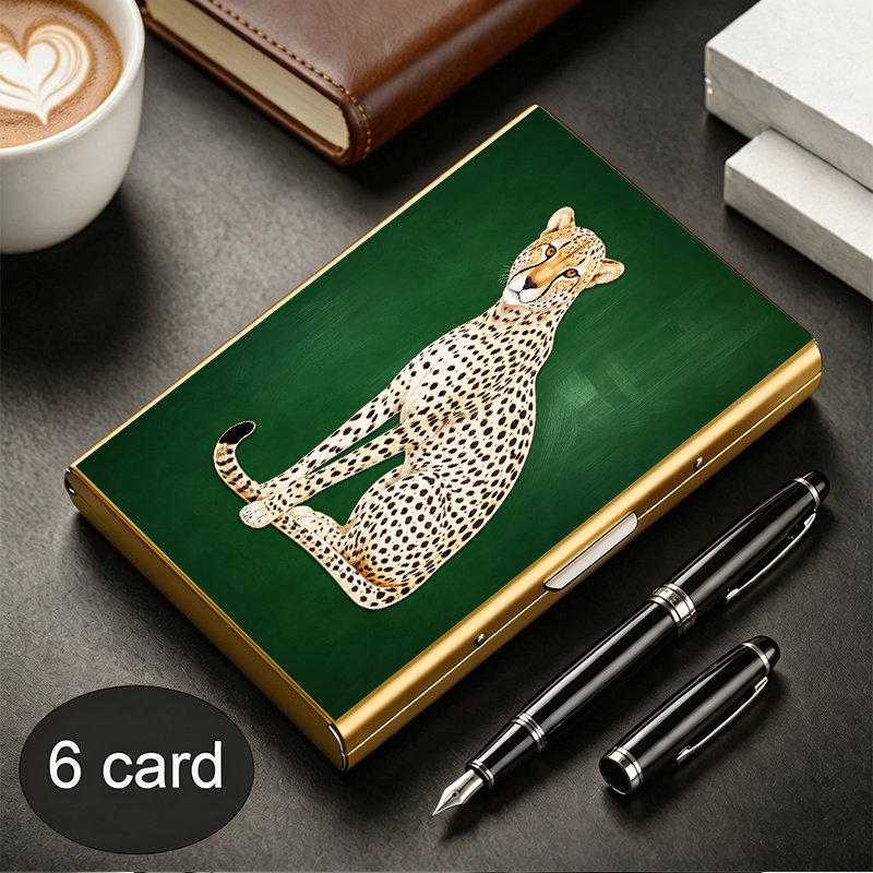 TEMU 1pc 2d Printed Spotted Cartoonstyle High End Metal Rfid Anti Theft Card Holder Fashionable Multi Colour Metal Wallet Multi Compartment Design