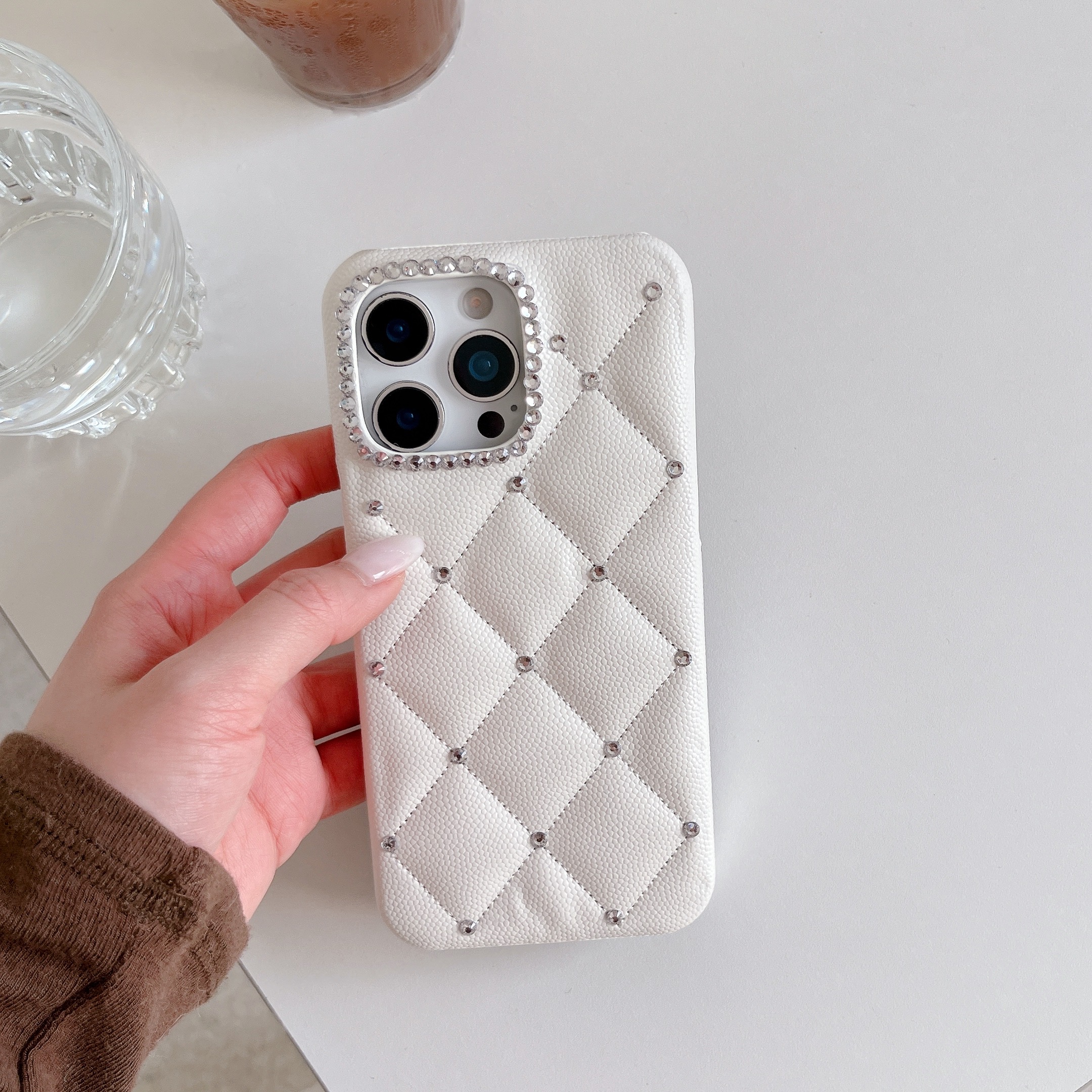 TEMU Phone Case - Rhombus Leather Pattern Glitter Phone Case, Suitable For 17/17 Pro/17 Pro Max/16/16 Plus/16 Pro/16 Pro Max/ Plus/15 Pro/15 Pro