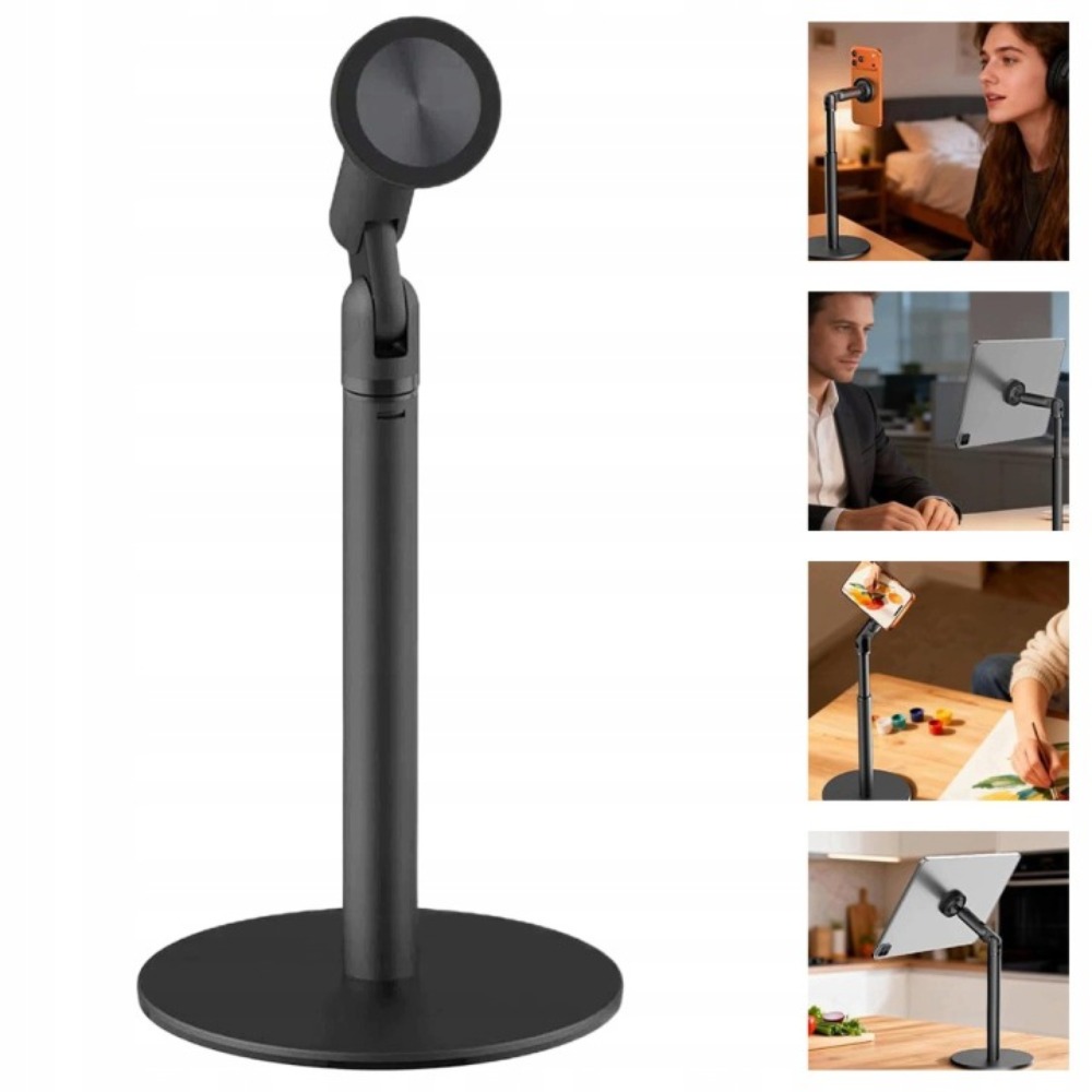 Image of 360 Degree Rotatable Magnetic Suction Phone Stand, Foldable Adjustable Holder For Video Recording Online Class