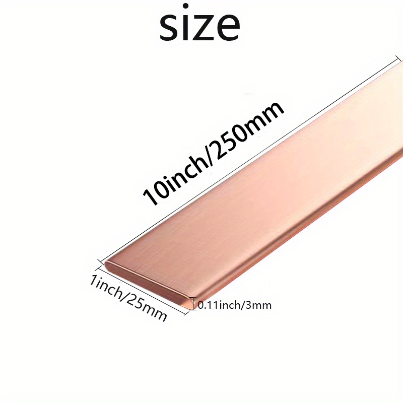 Single Piece of Copper Flat Bar Measuring 3X25X250mm (0.11X1X10inch)), Made of 99.98% Pure Copper, Suitable for Various Electroplating And Jewelry Plating