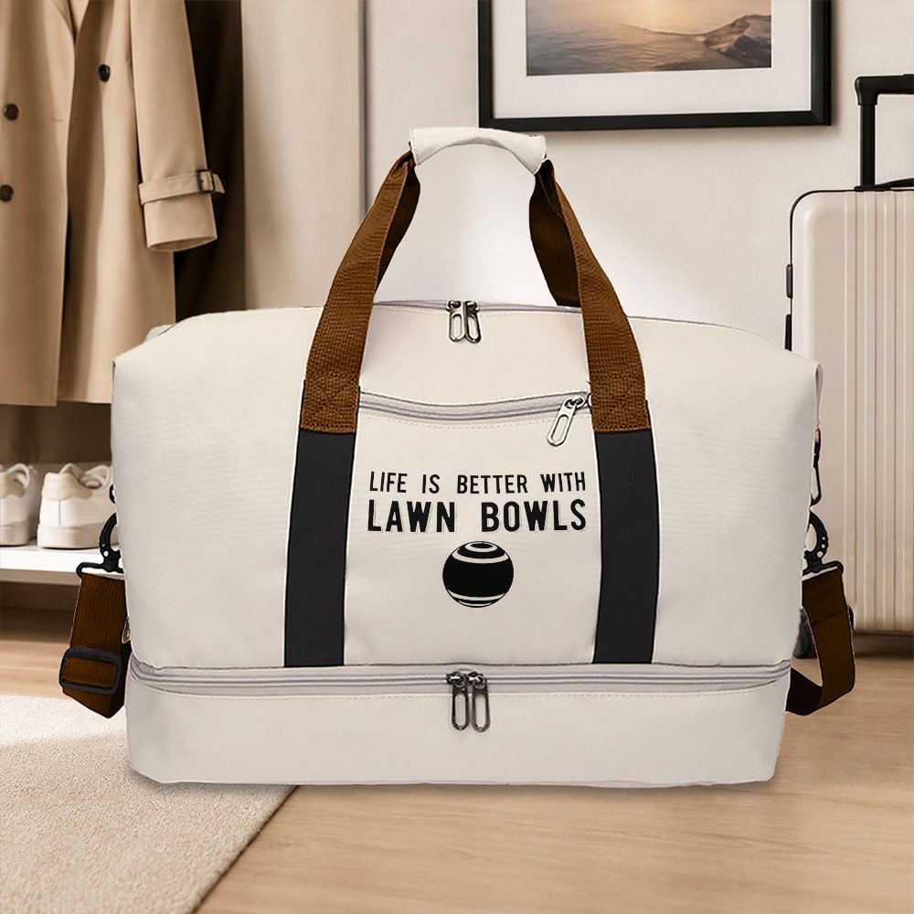 TEMU Fashionable Lawn Bowls Sports Tote Bag, Single-shoulder Travel Bag, Handheld Gym Bag, Unisex Crossbody Tote Bag, Large Capacity Travel Bag,