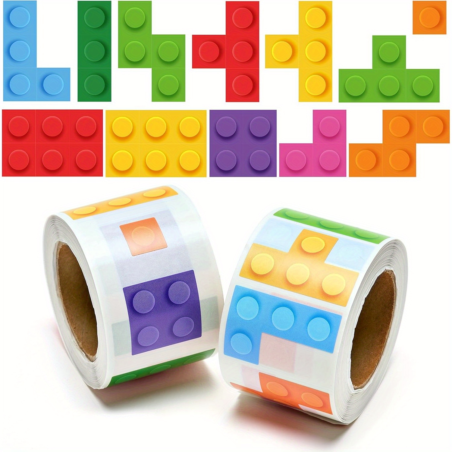 500pcs Block Stickers Assorted Bricks Paper Self Adhesive Decal Peel And Lover Gift Birthday Party Supplies Bulk Decor