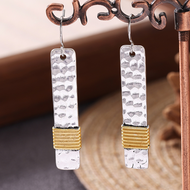 Modern Two-Tone Geometric Drop Earrings