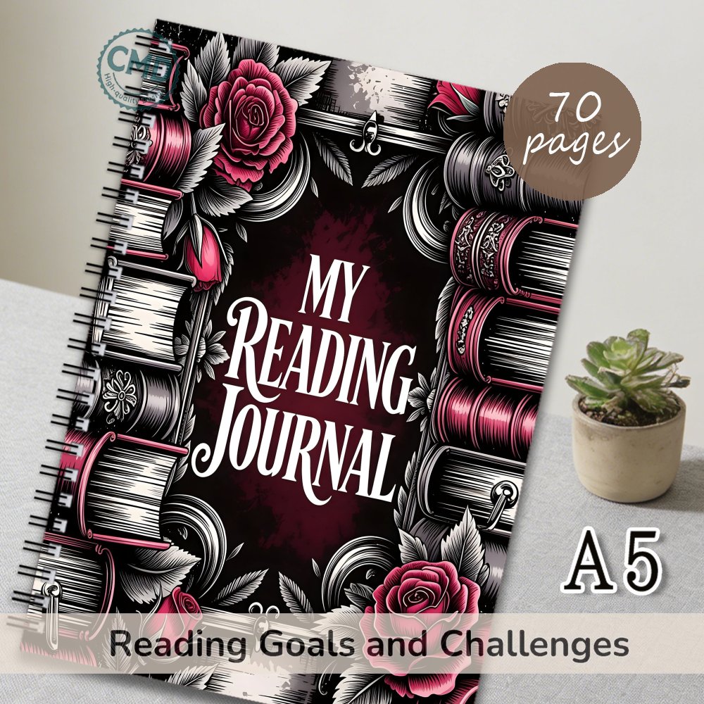 TEMU 1pc Cmd My Reading Journal: Vintage Book Planner & Suitable For Book Lovers, Spiral Notebook With Undated Pages, Reading Log, Book Diary, For,