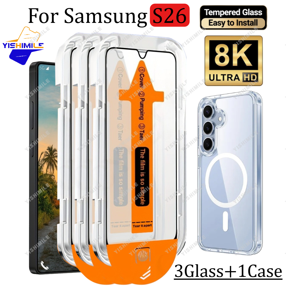 E-shop [4In1] 3 Stück Displayschutzfolien mit 1 Stück Klare Handyhülle, für Samsung Galaxy S22 S22+ S23 S23+ S24 S24+ S24U S25 S25+ S25U S25Edge S25FE