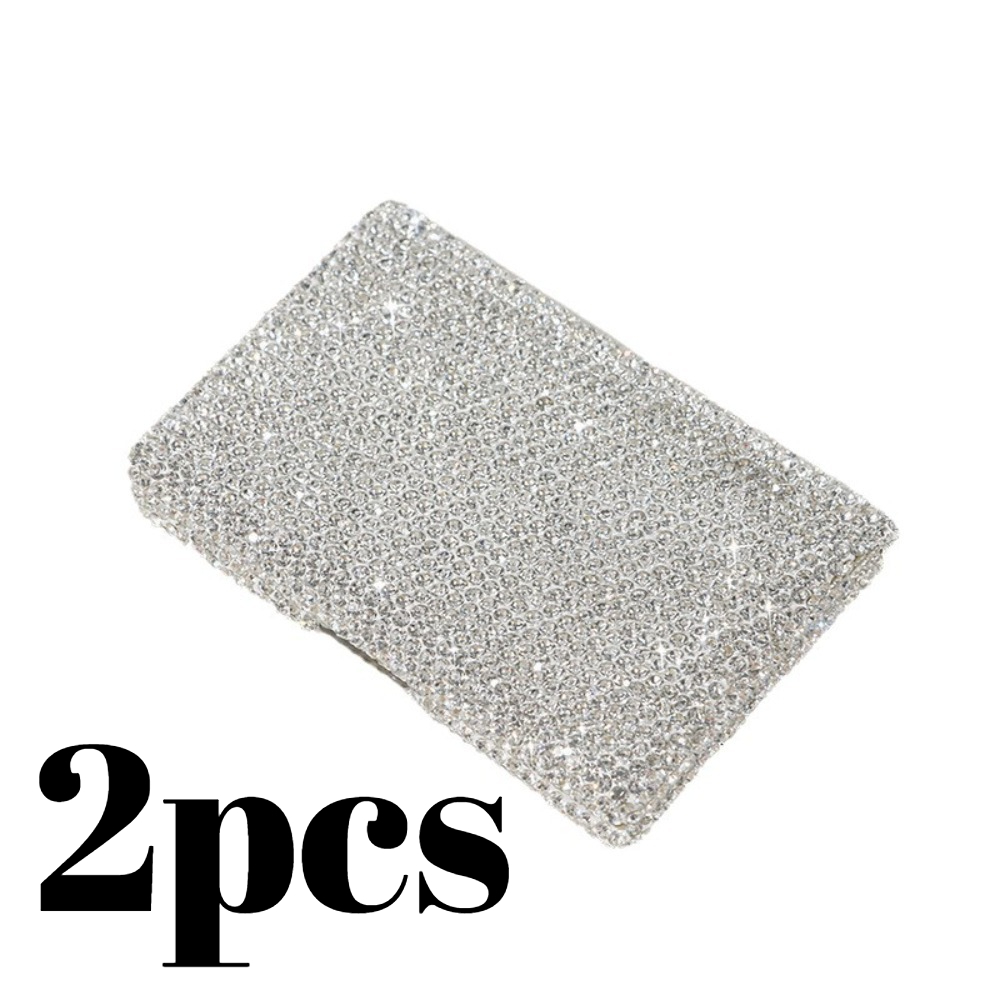 TEMU Set Of 2 Anti-theft Aluminum Alloy Card Holders With Diamond , Luxurious Business Card Cases Featuring Diamonds, Compact And Portable