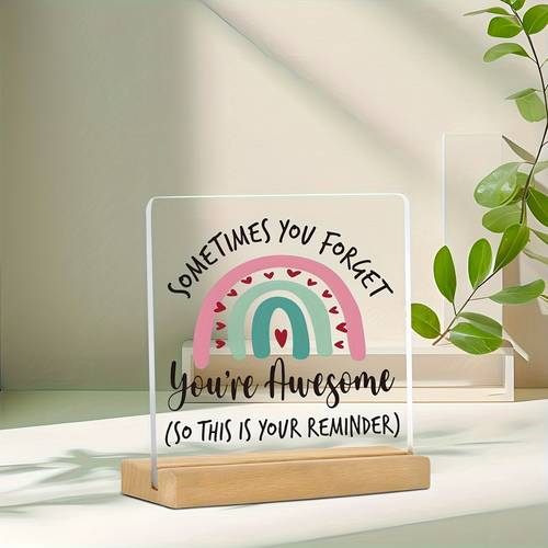 2D Flat, 2D Flat Acrylic Inspirational Desk Plaque with Stand - You re Awesome Motivational Sign, & - Perfect Gift for , Social Workers, Women - Thanksgiving & Christmas Office Decor, Vibrant Print Quality, 2D Flat