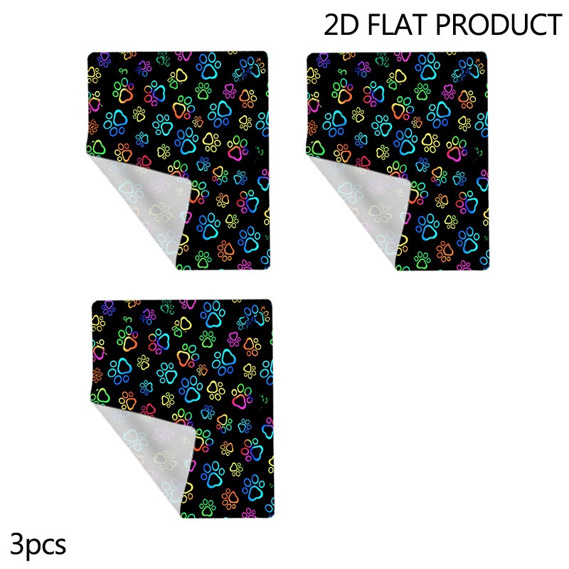 TEMU 3pcs Colorful Stylish Paw Print Lens Cleaning Cloths, Single-sided Polyester Microfiber Design, 15x18 Size Wipes, Great For Cleaning Camera