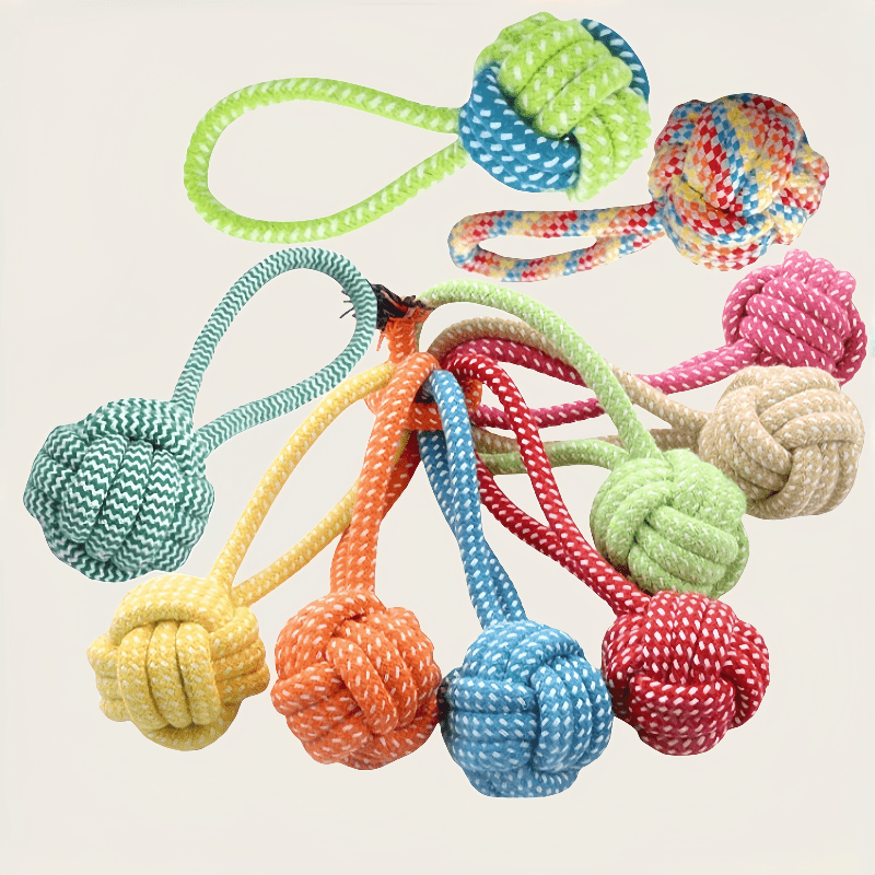 1pc Heavy-Duty Braided Rope Dog Chew Toy, Random Color Rope Ball with Textured Grip - Interlocked Rope Ball for Power Chewers, Teeth Cleaning And Training, Durable Molar - Suitable for Fetch
