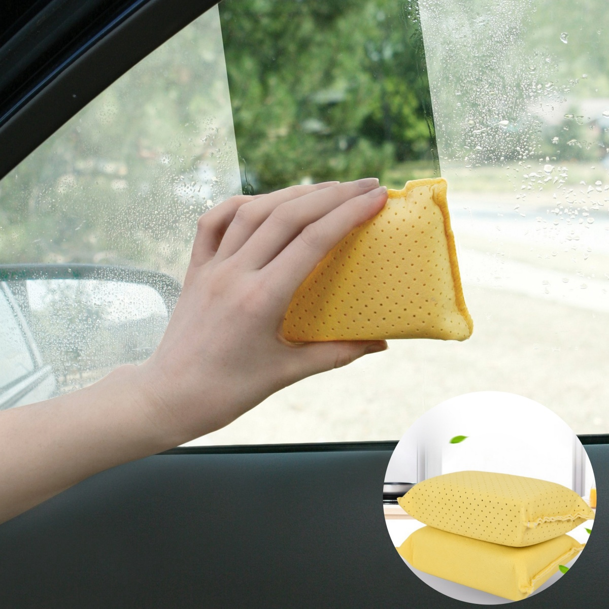 

1/2pcs Windshield Cleaner And , Yellow, Windshield Cleaner And Car Wash Sponge Glass Dirt Cleaner Car Cleaner Sponge