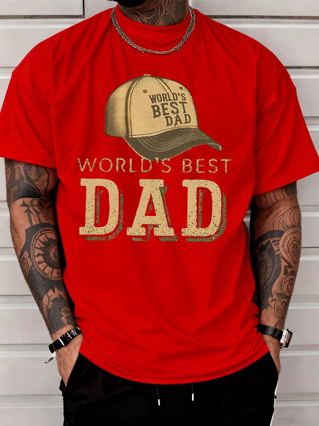 mens crew neck t shirt casual trendy   dad cap print suitable for adult mens daily wear fathers day gift mens fashion
