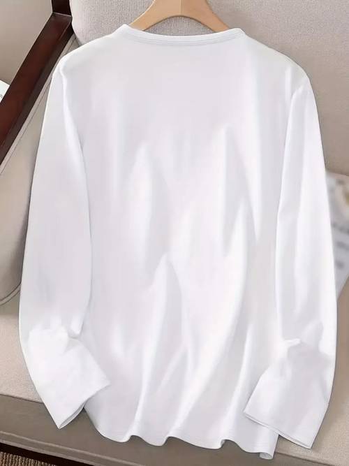 s20250924 long sleeve crew neck t shirts made of 95 and 5 elastane casual wear womens tops are designed for everyday athleisure and standard size b4