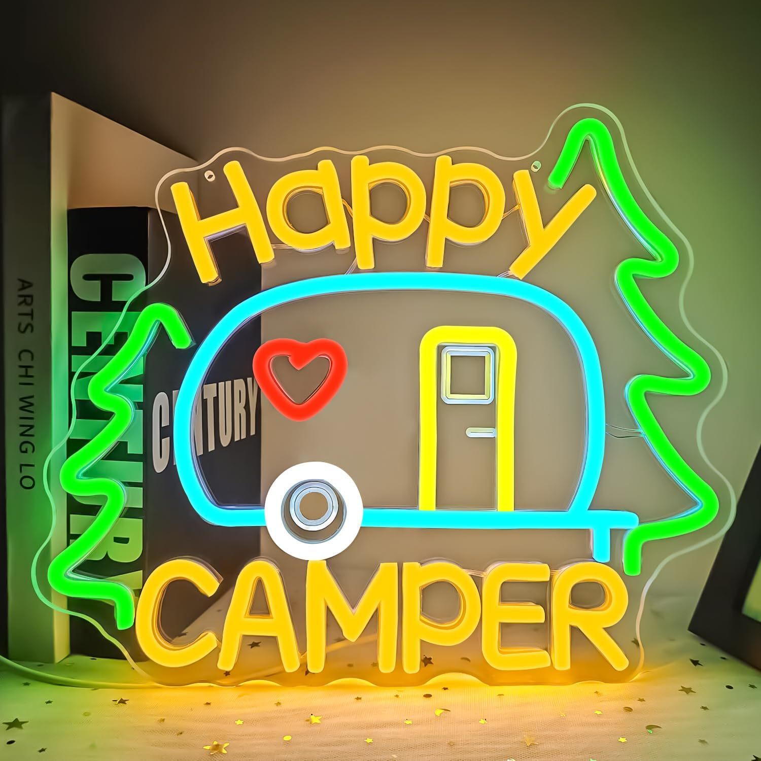 TEMU Neon Sign, Camping Neon Logo For Wall Decoration, Adjustable Led Lighting Sign, Usb Powered, Suitable For Rvs, Camping, Gifts, Campsite Decorations, Great Gift For Camping Enthusiasts