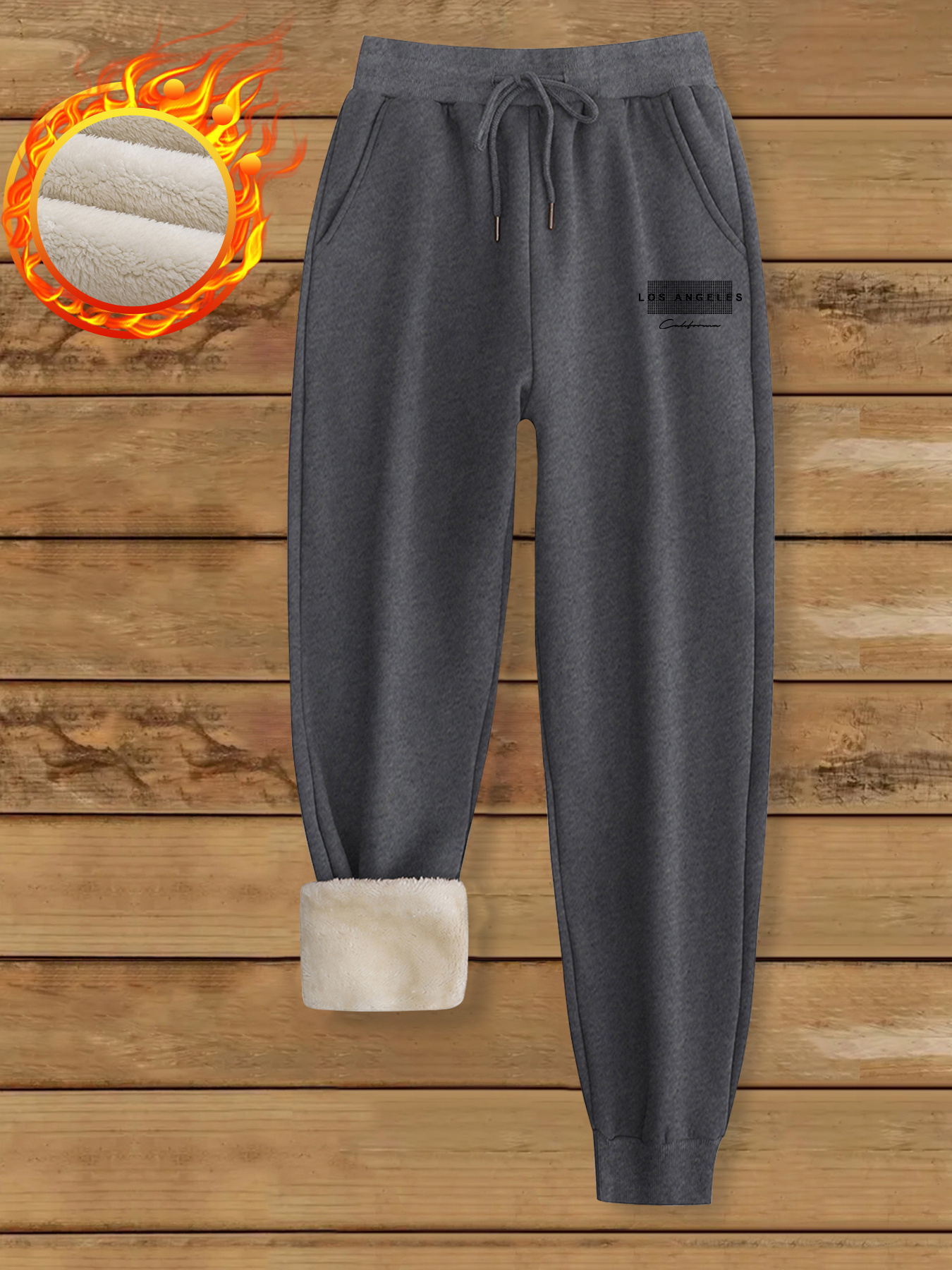 Elastic Waist Plus Size Fleece Lined Sweatpants Women's Plus Size