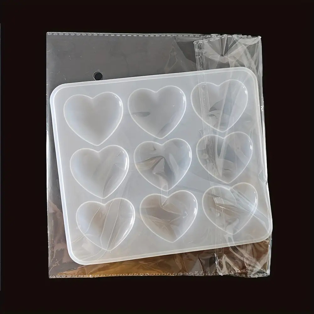Image of 9 Heart Silicone Resin Mold, Suitable For , Pendants, And Handicrafts