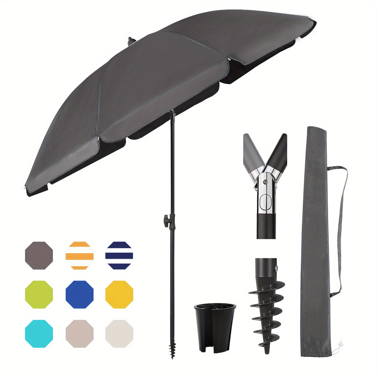 Sunula 180cm Parasol Balcony With Ground Socket & Protective Cover, Tilt And Height Adjustment, For Balcony, Garden & Terrace