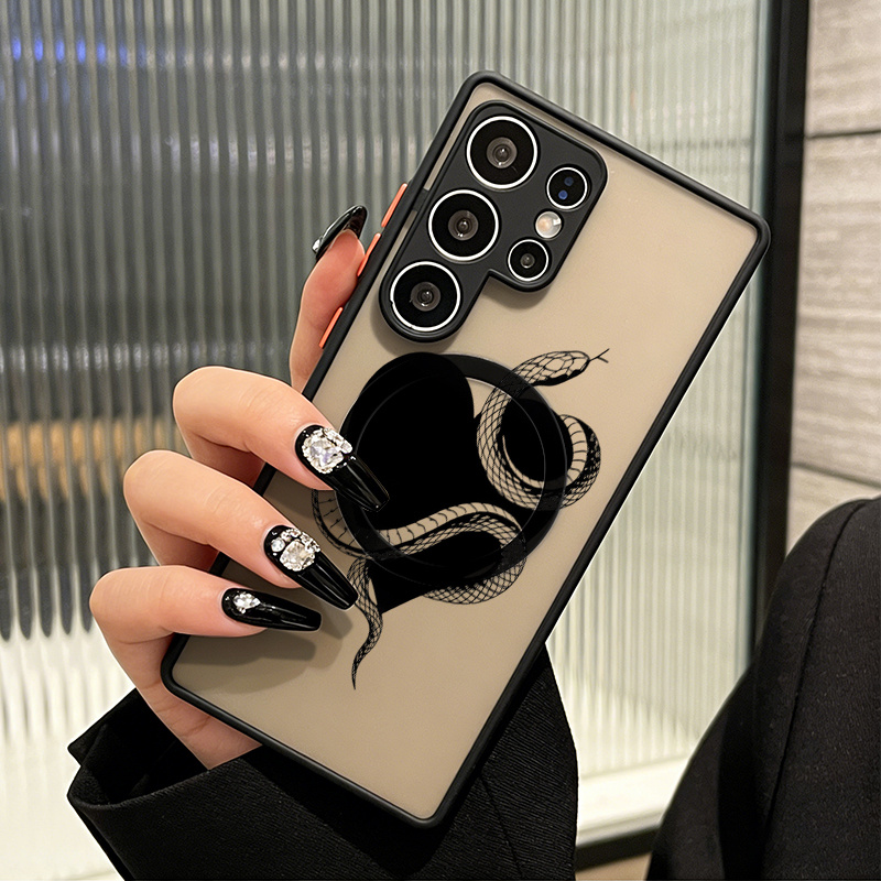item picture phone case easy transparent matte full coverage shockproof   and black heart pattern magnetic phone case suitable for samsung galaxy s26 s25 s24 s23 s22   fe s21 s20 5g a54 a53 a52 a33 a32 a23 a22 a21s a15 cm1