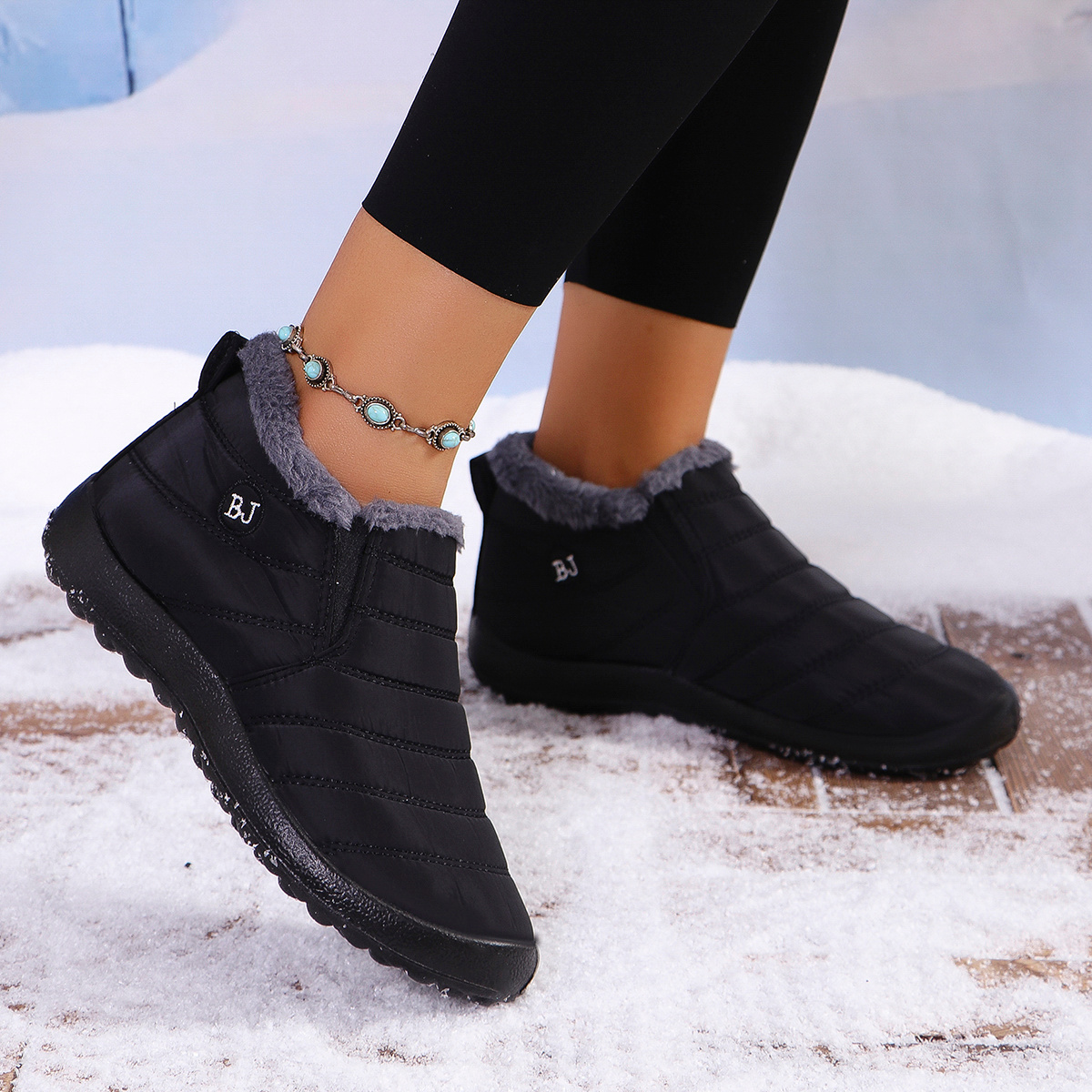 TEMU Women's Fringed Slip-on Ankle Boots, Trendy Comfortable Winter Short Boots, Fashion Cold-resistant Footwear Perfect For , Weekend Strolls, And
