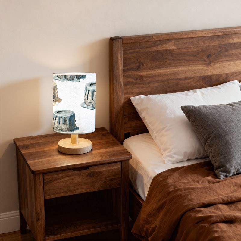 Creative Stump Pattern Table Lamp with Unique Blue Drip Design