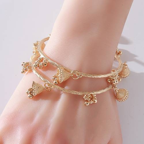 new bohemian style bangle for women trendy all match vintage tassel imitation bell ornament bangle twisted rope twirl design exotic vacation ambiance niche design