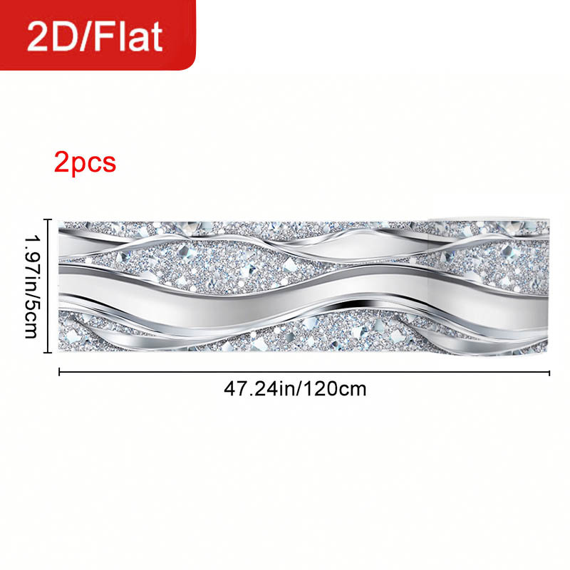 TEMU 2 rollos de cinta de calafateo autoadhesiva 2D/ removible, tira de para huecos con de diamantes brillantes y temática de pedrería plateada, tira