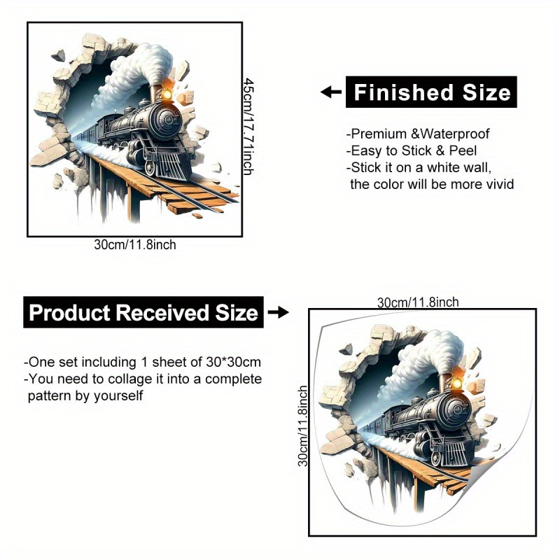 Image of Friday Breaking Wall Train Sticker Living Room Bedroom Wall Decoration Three-dimensional Wall Sticker Painting Three-second Installation Traceless Removal Apartment Low-cost Renovation