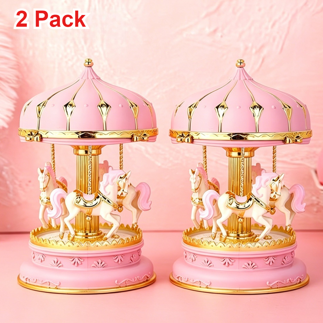 TEMU Healifty 2pcs Bohemian Carousel Music Box Set - Hand-wound Mechanical Mini Suitable For Weddings, Birthdays, & Room Decor, Abs -themed Player