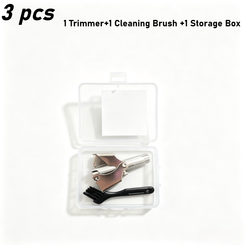 TEMU 3pcs Set (1 Trimmer + 1 Cleaning Brush + 1 Storage Box), Washable Manual Stainless Steel Nose Hair Trimmer, Portable Mechanical Nose Hair