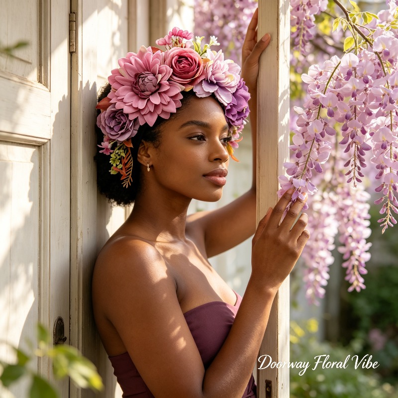 damen vintage haarband blumenkranz kunstblumen kopfschmuck –