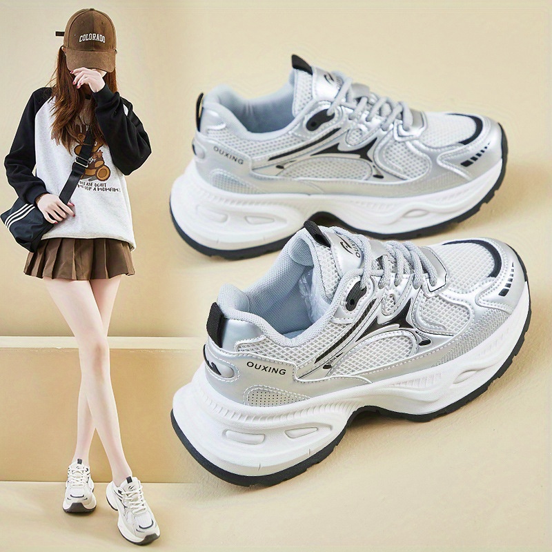 women's korean style chunky dad shoes thick platform sole