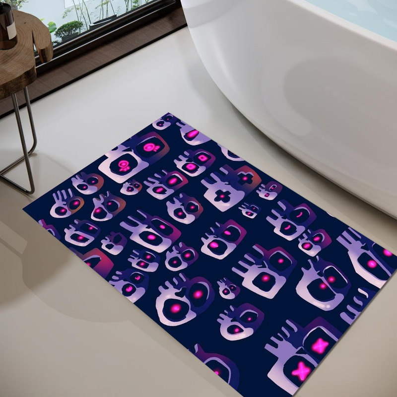 1pc pixel   bathroom mat super absorbent non slip easy to clean washable floor mat with vibrant neon colors   kitchen bedroom laundry room and more bathroom mat   design durable rubber backing bathroom mat Product details 5