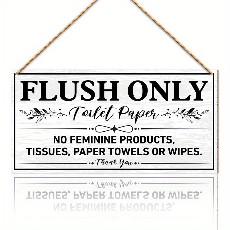 TEMU Do Not Flush Wood Sign For Bathroom, Septic System Signs For Bathroom Toilet Restroom Guest Business Bathroom, Rustic Bathroom Wooden Hanging