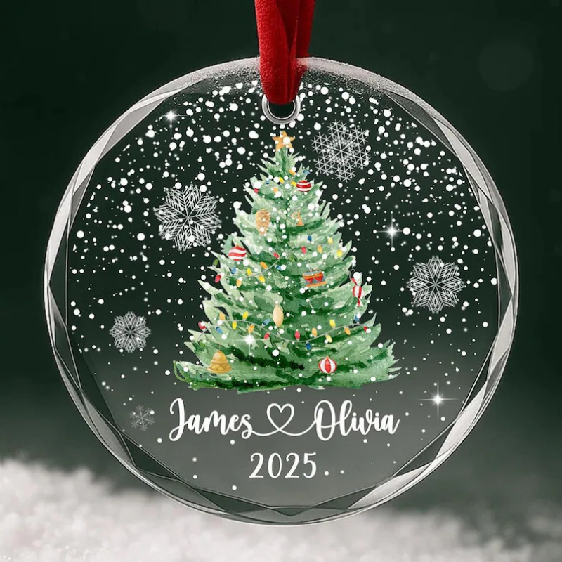 2d Flat, Custom Crystal Acrylic Pendants, Personalized Crystal Acrylic Pendants With Couple's Names, Customized Christmas Tree Ornaments, Snowflakes, Holiday Souvenirs, Christmas Decorative Pendants
