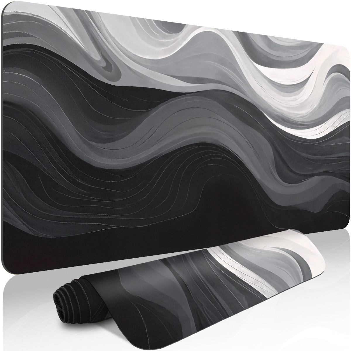 1pc extended gaming mouse pad and pc desktop keyboard pad black white and gray striped stream of   pattern laptop protector study desk mat durable non slip base high definition printing multiple sizes   xl xxl Product details 1