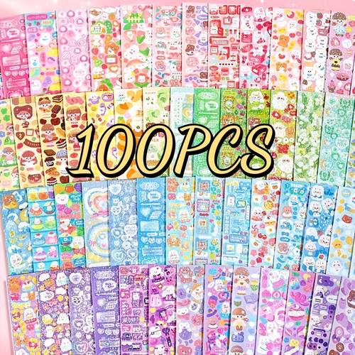 100 sheets cartoon sticker pack assorted decorative paper stickers suitable for scrapbooking journals crafts stationery back to school supplies