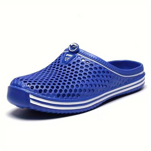 mens hollow perforated mule clogs sandals striped platform backless casual shoes outdoor beach daily walking footwear