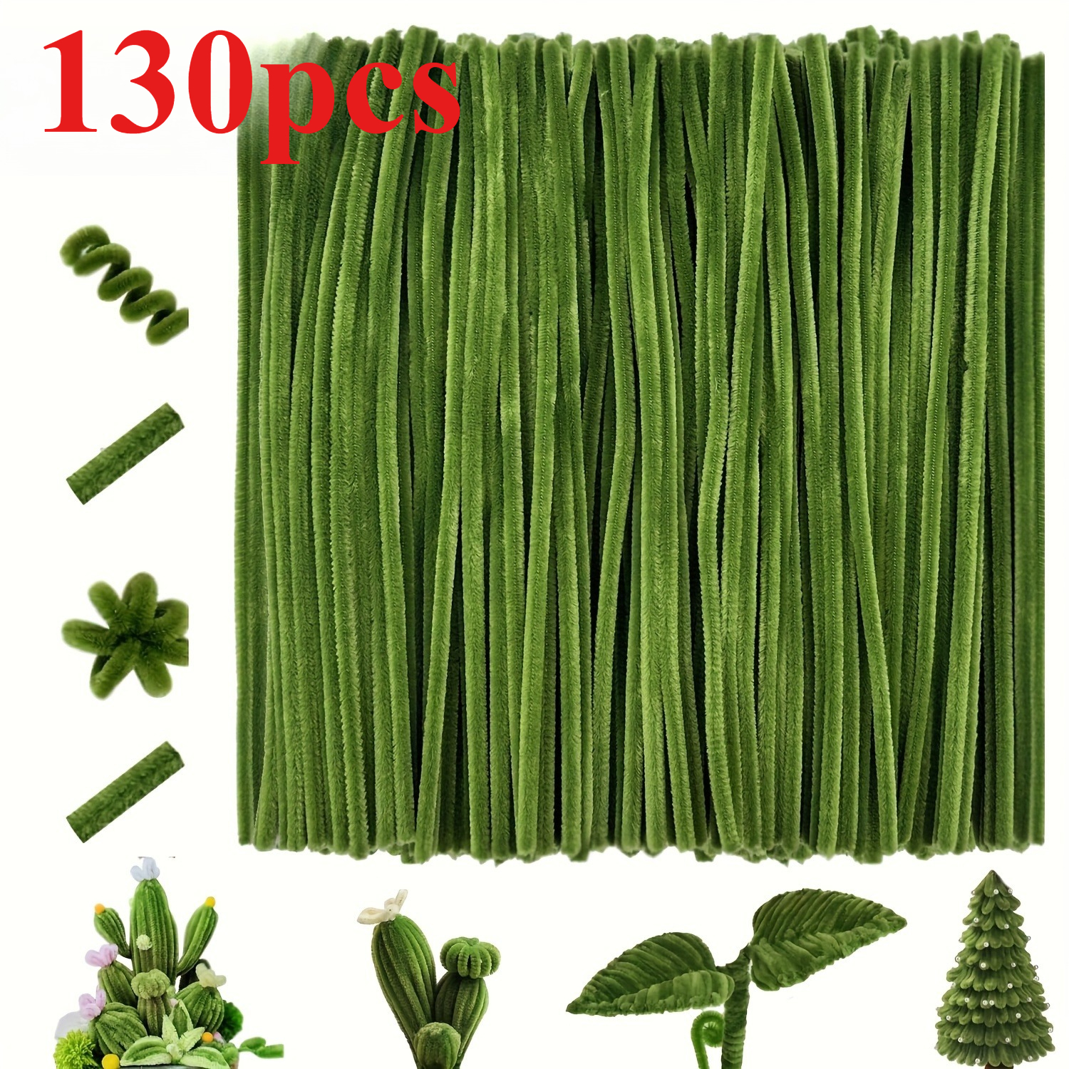 Image of 130pcs Fuzzy Line Cleaner Craft Online Tutorial, Chenille Stem Flower Diy Art Supplies Project Decoration Kit - Mother's Day, Graduation, Holiday Gift