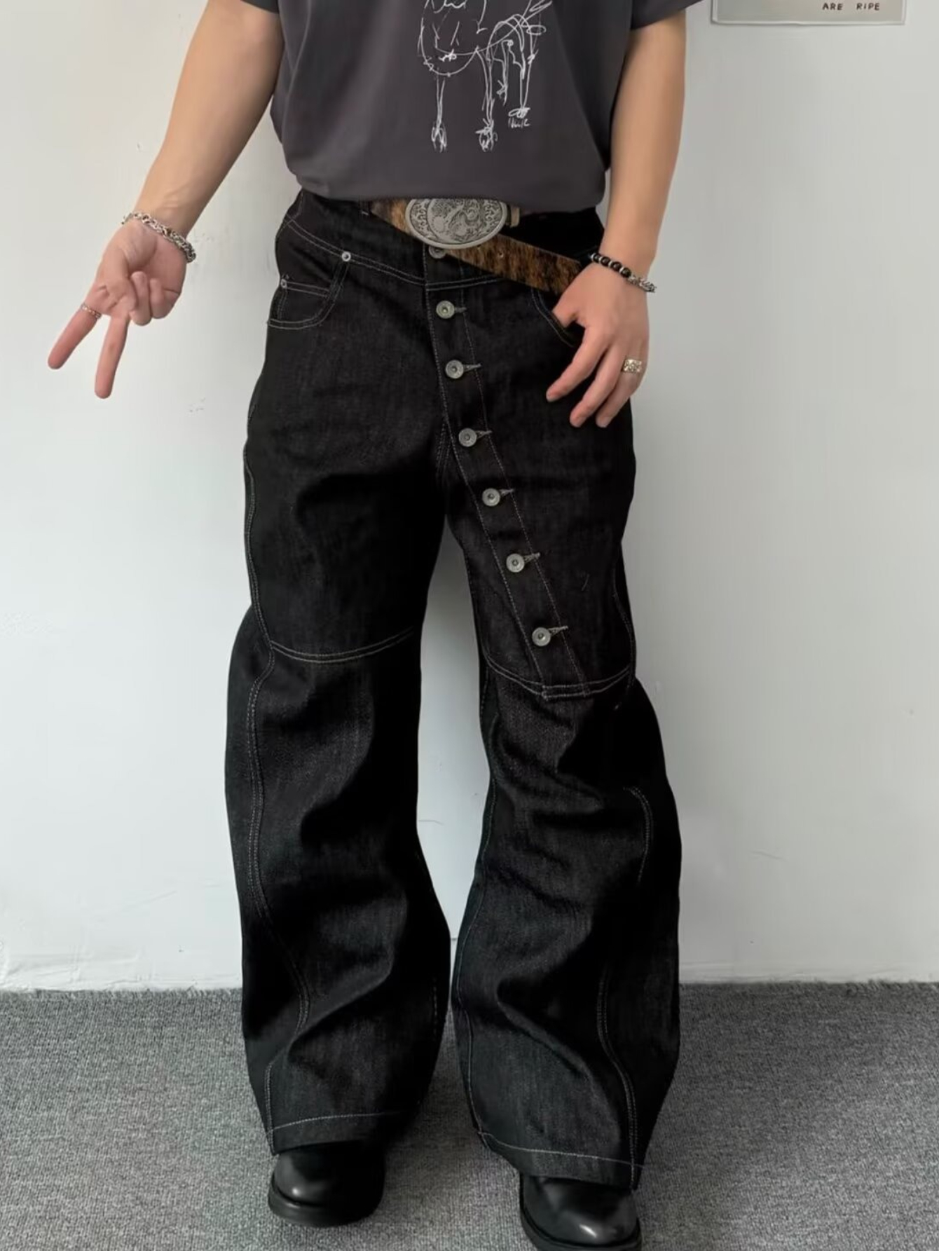 mens high waisted wide leg floor length bell bottom jeans retro 70s   style with curved leg beltless   free waist   loose fit trousers for casual formal wear machine washable pants for women baggy pants for men grunge clothes baggy pants for women streetwear pantalones aesthetic black pants baggy pants women clothes for women mens clothes fall clothes for women trousers women jeans with design autumn clothes women streetwear