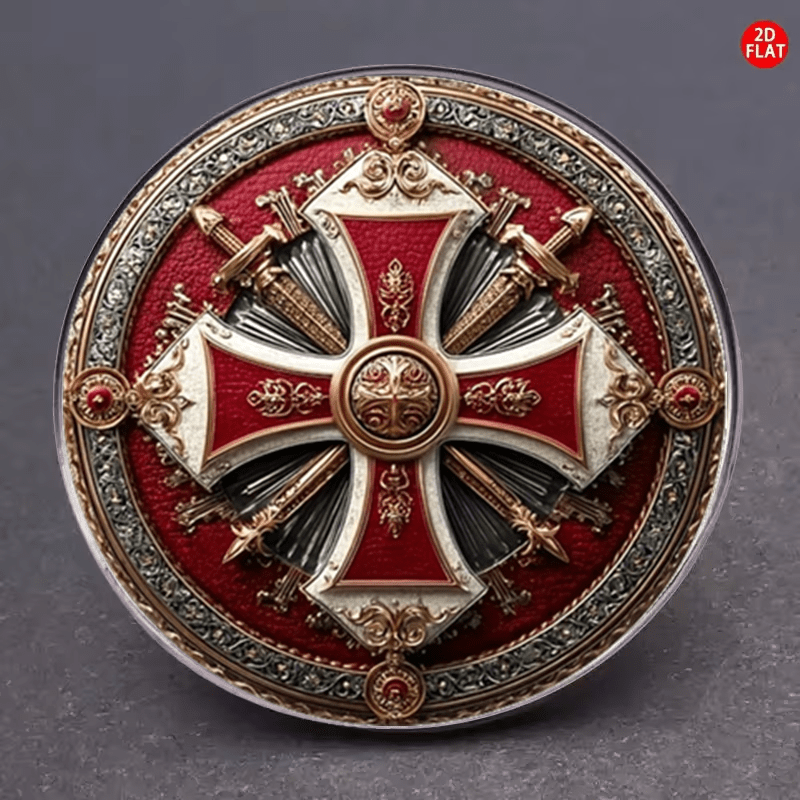 TEMU 2d Flat, 2d Flat1pcs Red And White Cross Brooch, Innovative Corsage Unique Clothing Badge, Very Suitable For Bags, Clothing, Necklines And Hats,