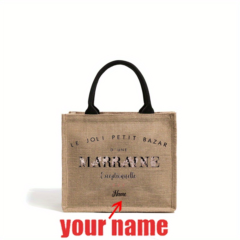 TEMU Grand sac de plage personnalisé avec motif de cœur et nom personnalisé, parfait cadeau monogrammé pour femmes, cadeau de voyage pour hommes, ou
