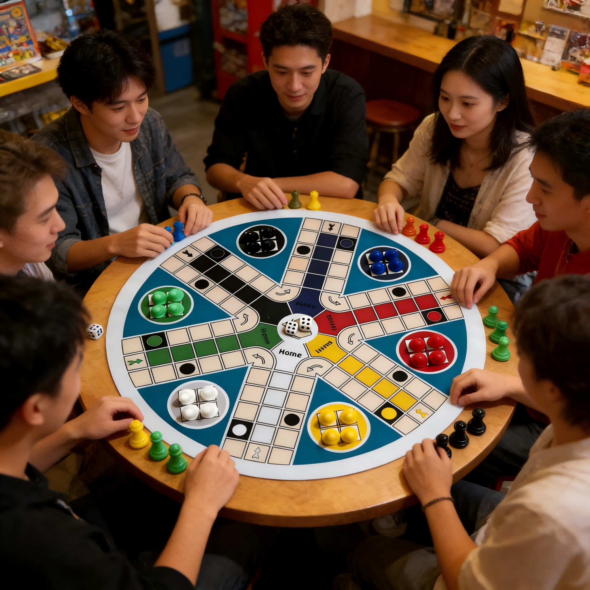 game board for 6 players large size 15 75 inches   1 round game   dice in 6 colors 2 dice cups classic dice game board for 6 players for   christmas halloween
