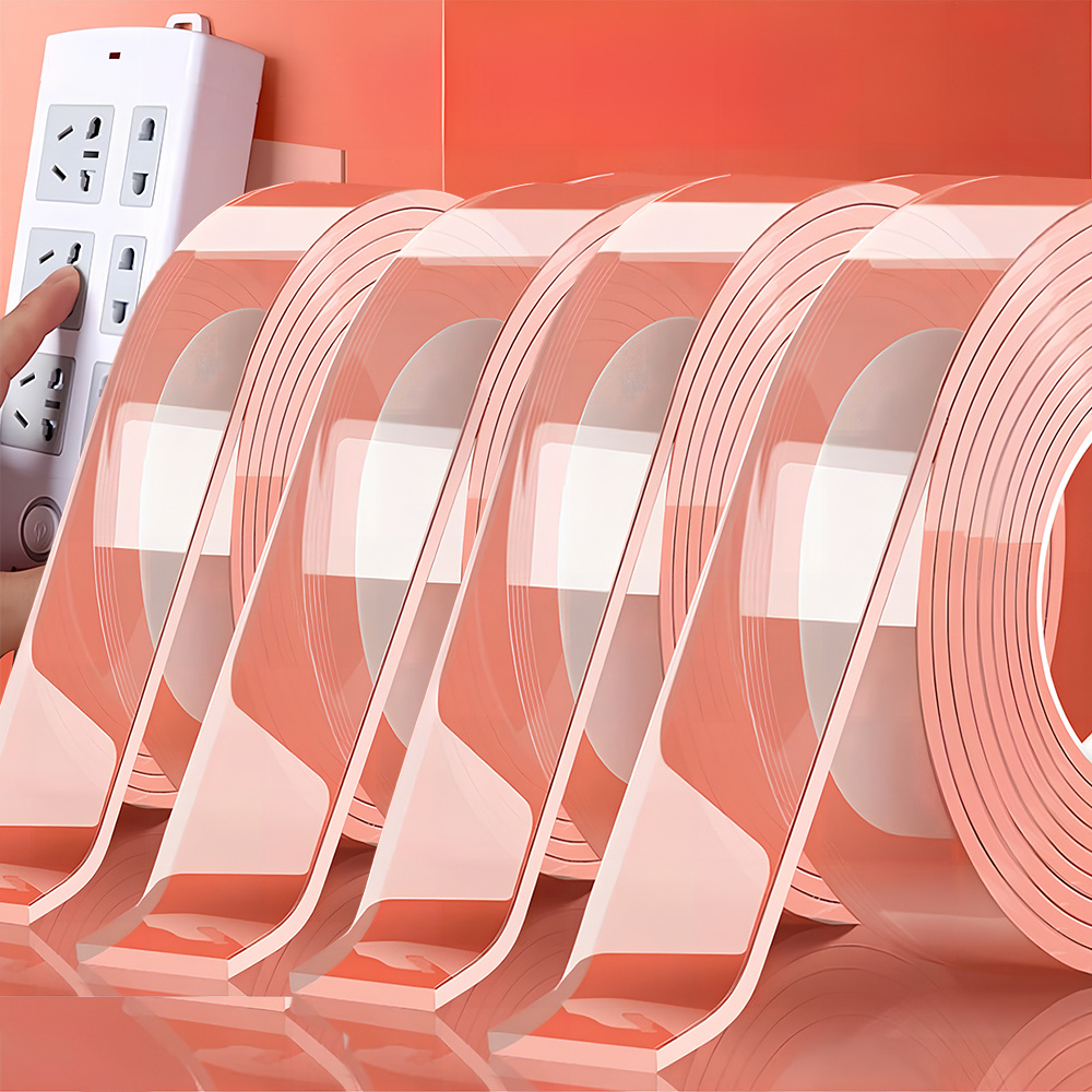E-shop 4er-Pack Hochleistungs-Klebestreifen, Wiederverwendbar & Waschbar, Doppelseitiges Abziehbares Wandband mit Wasserdichten Gel-Pads - Spurlose